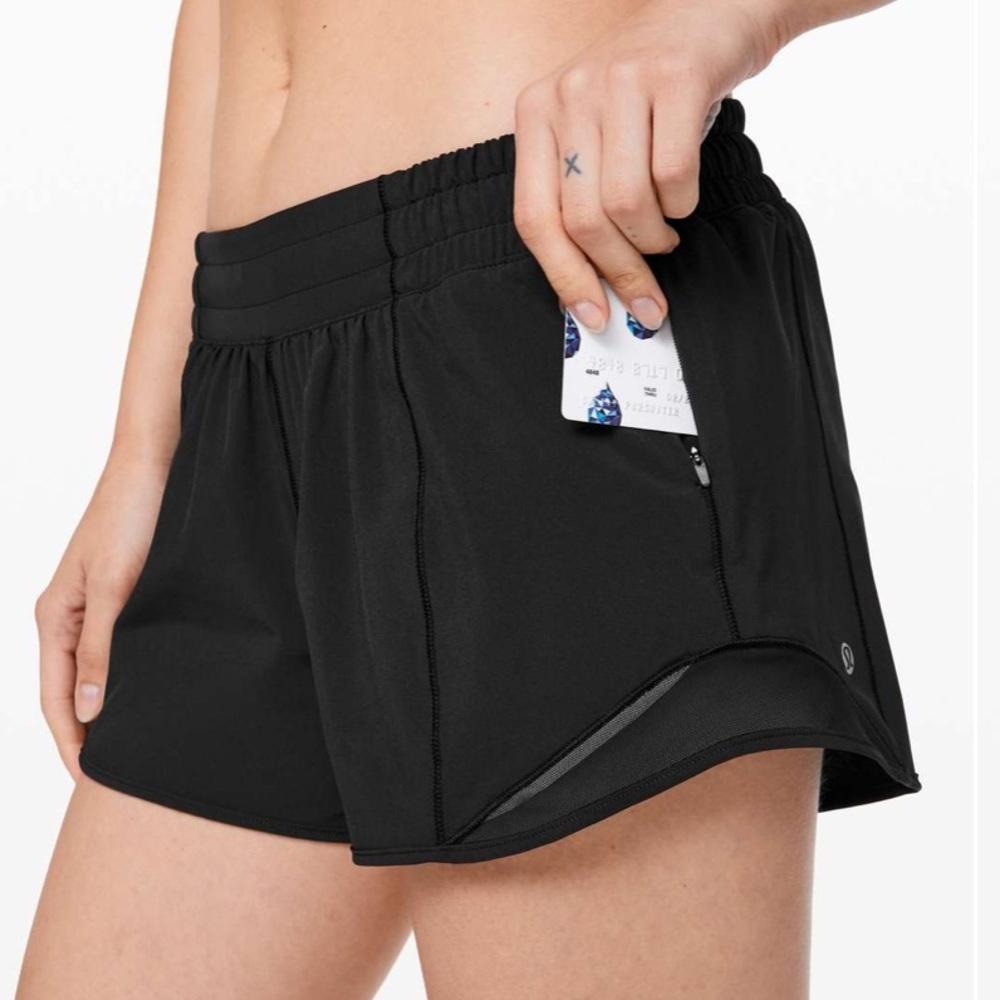 lululemon athletica Women's Black Hotty Hot‎ Short II-Long 4" Inseam